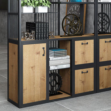 70" Industrial Etagere Bookshelf with Door in Metal